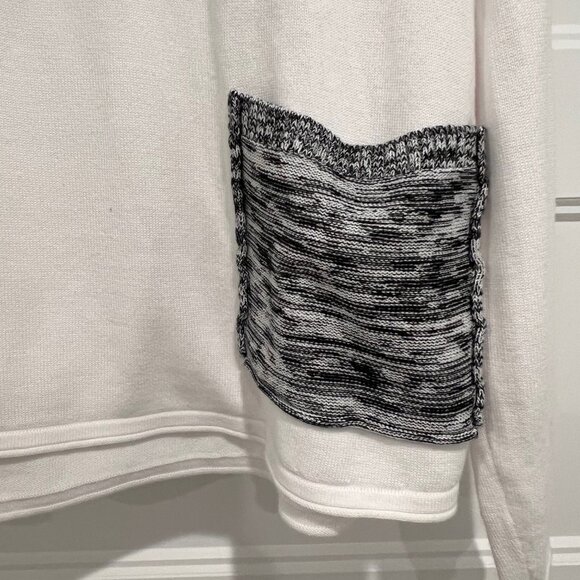 Habitat Women Medium White and Black 100% Cotton Lagenlook Crew Neck Sweater - Picture 5 of 7